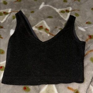 Topshop Black/Gray Fitted Crop Tank Top